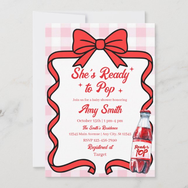 Invitación She's Ready to Pop Soda Baby Shower Invitation (Anverso)