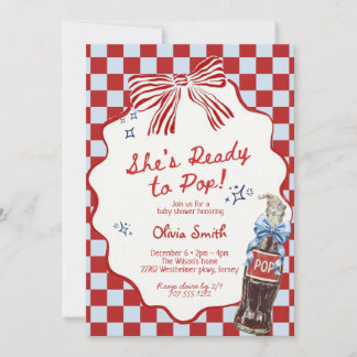 Invitación  She's Ready to Pop Soda boy Baby Shower