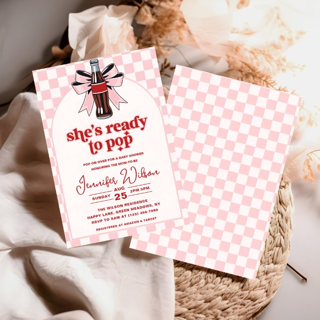 Invitación She's Ready to Pop Soda pink Baby Shower (Subido por el creador)