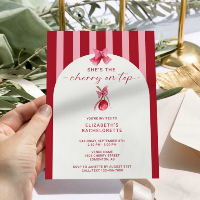 Invitación She's the Cherry on Top Bachelorette Party (Subido por el creador)