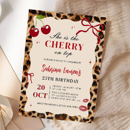 Invitación She's the Cherry on top Leopard Cheetah Birthday