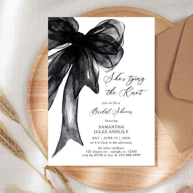 Invitación She's Tying The Knot Black Bow Bridal Shower (Subido por el creador)