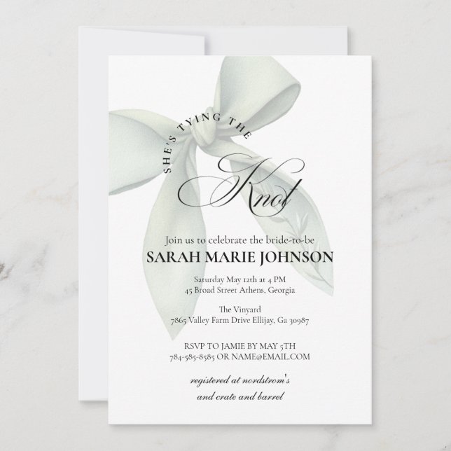 Invitación She's tying the knot Bridal Shower (Anverso)