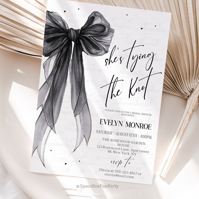 Invitación She's tying the knot Bridal shower  (She's tying the knot Bridal shower invitation Editable Bachelorette Party Invite Bow Modern Brunch P)