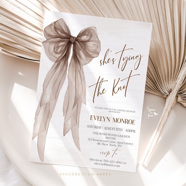 Invitación She's tying the knot Bridal shower  (She's tying the knot,Bridal shower,invitation bow,Editable invite,Bachelorette invite,Party Invite b)