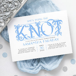 Invitación She's Tying The Knot Dusty Blue Bow Bridal Shower