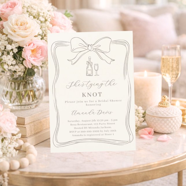 Invitación She's tying the knot ivory neutral Bridal Shower (Subido por el creador)