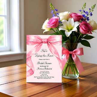 Invitación She's Tying the Knot Pink Bow Bridal Shower