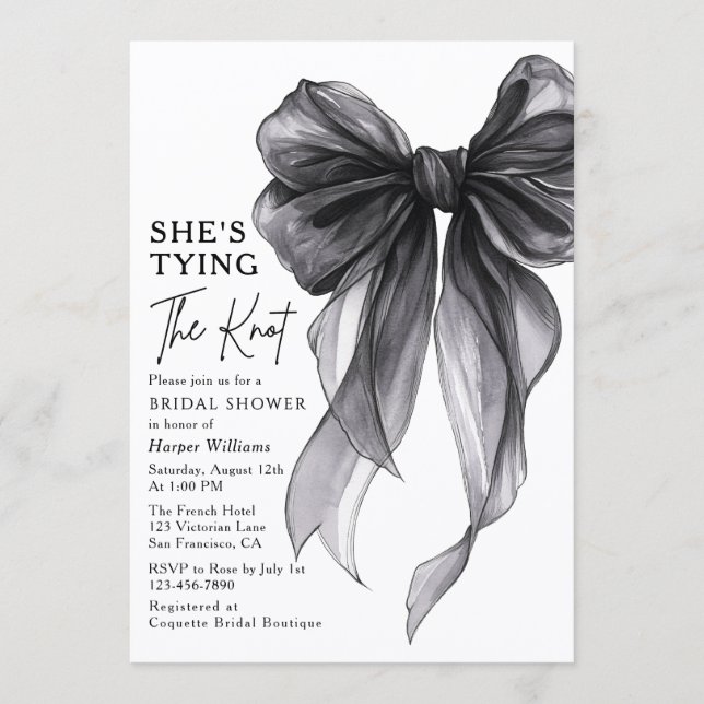 Invitación She's Tying The Knot QR Code Bridal Shower (Anverso)
