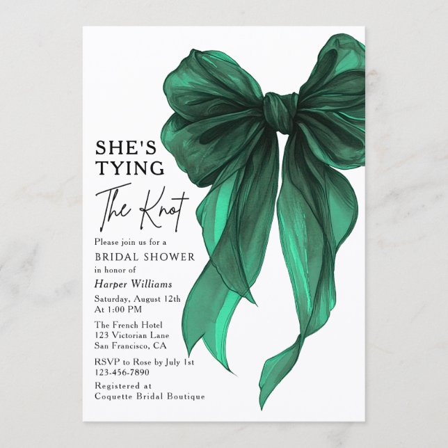 Invitación She's Tying The Knot QR Code Bridal Shower (Anverso)