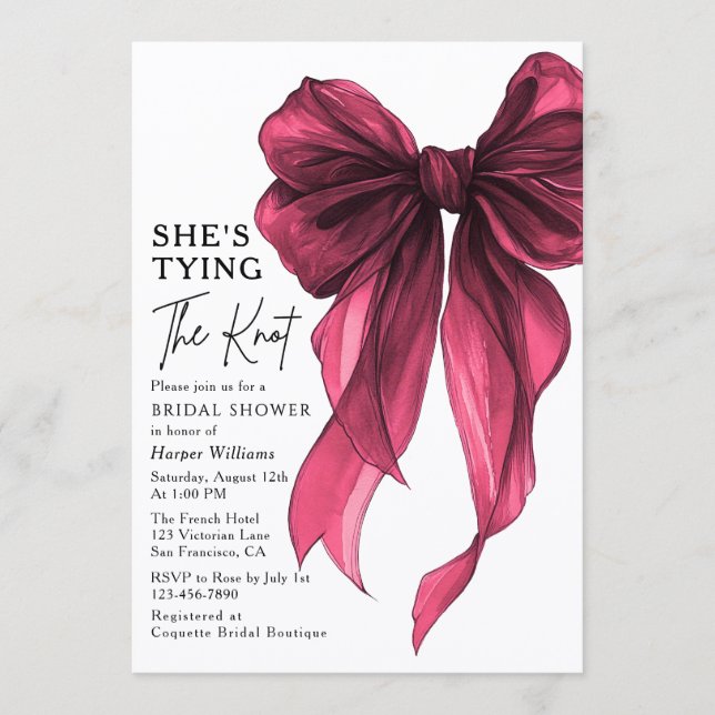 Invitación She's Tying The Knot QR Code Bridal Shower (Anverso)