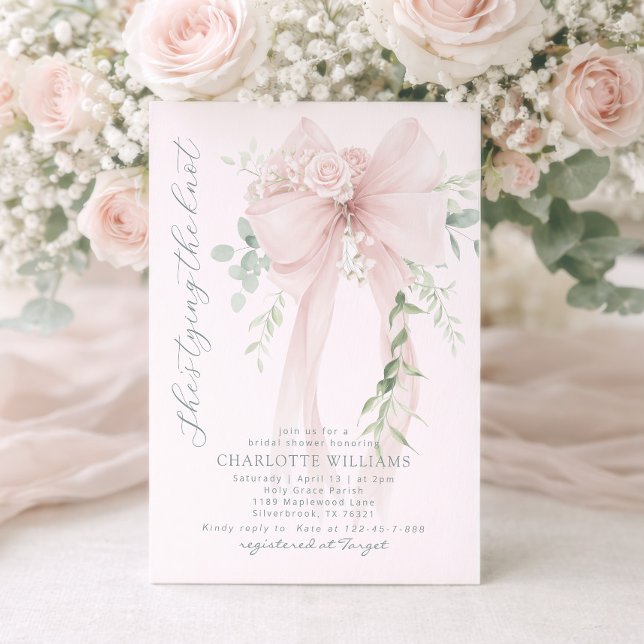 Invitación She's tying the know Whimsical Bow bridal shower (Subido por el creador)