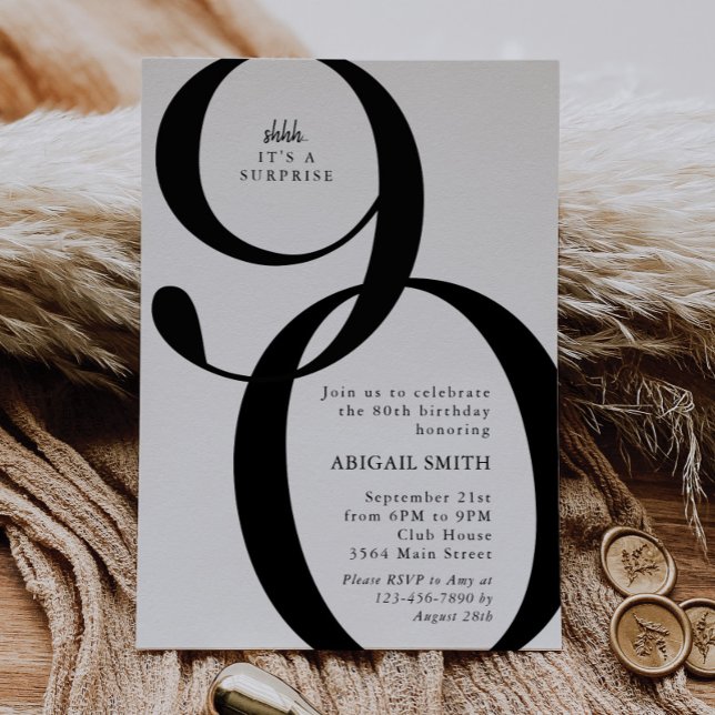 Invitación Shh It's a Surprise 90th Birthday Party (Subido por el creador)