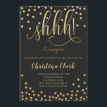 Invitación Shh Surprise Fiesta de cumpleaños Black Gold Confe<br><div class="desc">Shh Surprise Fiesta de cumpleaños Black Gold Confetti</div>