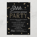 Invitación Shh Surprise Fiesta del Cumpleaños Faux Purpurina<br><div class="desc">Esta moda y elegante invitación a Surprise Birthday Party presenta un elegante tema de confeti purpurina de oro con una tipografía moderna que es ideal para cualquier edad. Color de fondo personalizar. *Tenga en cuenta que esto no es un purpurina real y que se imprimirá sin formato. Para una invitación...</div>