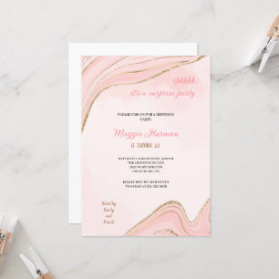Invitación shhh es un cumpleaños de fiesta rosa simple sorpre