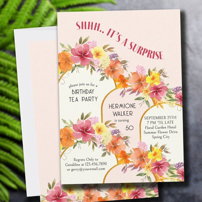 Invitación Shhh es un cumpleaños de las arcas florales de la  (Subido por el creador)