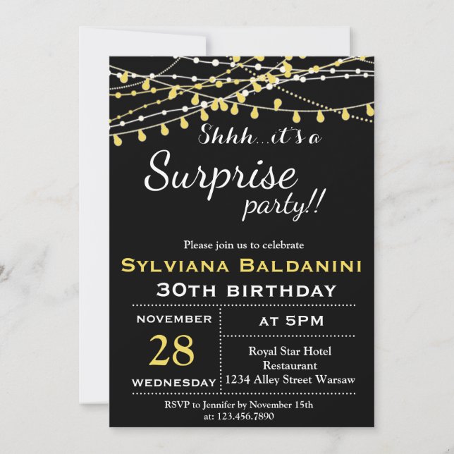 INVITACIÓN SHHH... ¡ES UN FIESTA SORPRENDENTE! (Anverso)