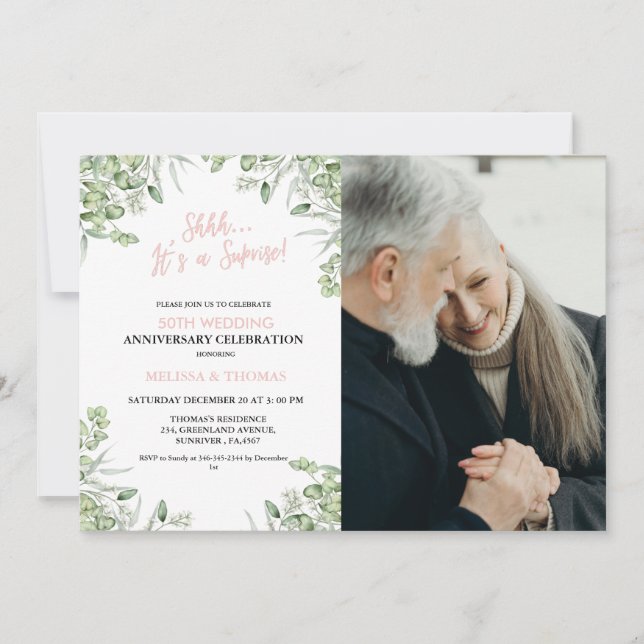 Invitación Shhh es un sorprendente 50 aniversario Boda (Anverso)