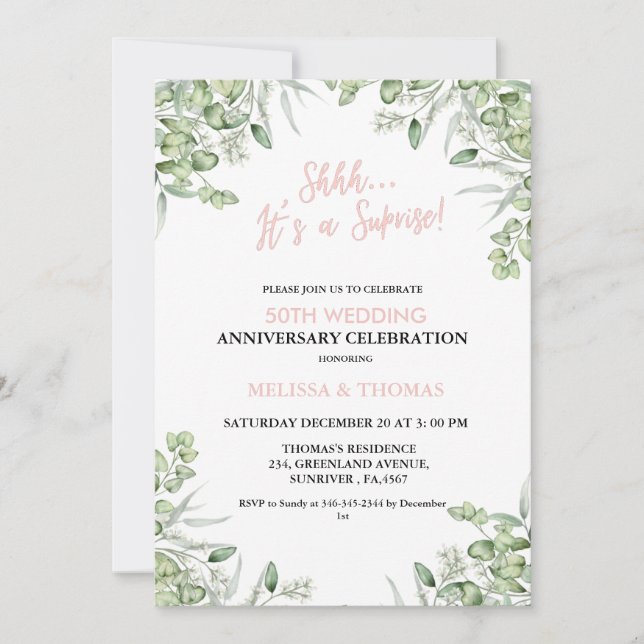 Invitación Shhh es un sorprendente 50 aniversario Boda (Anverso)