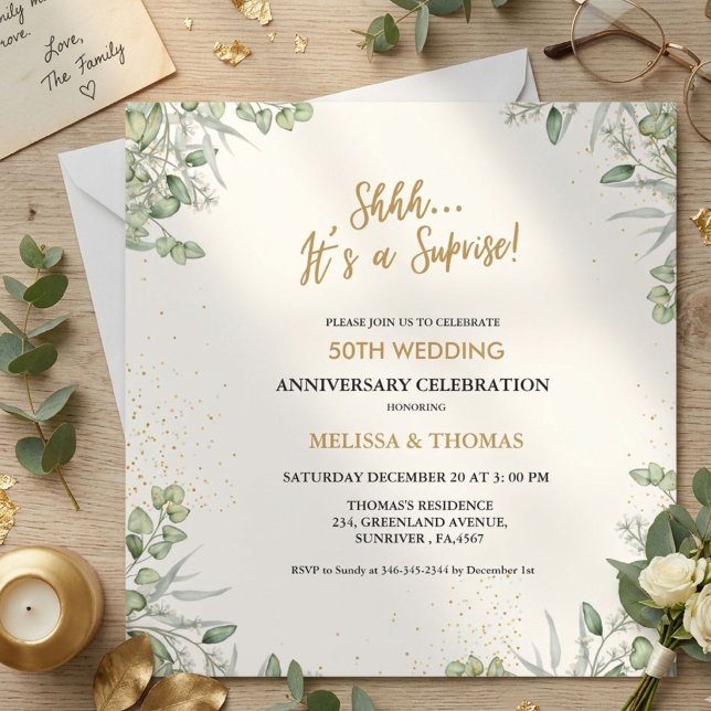 Invitación Shhh es un sorprendente 50 aniversario Boda (Subido por el creador)