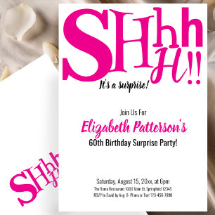 Invitación Shhh Es una Fiesta de Cumpleaños Sorpresa 60 Adult
