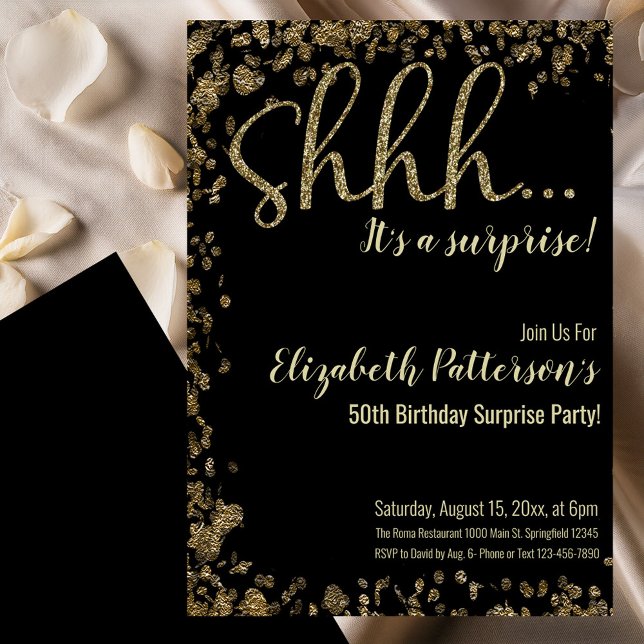 Invitación Shhh Es una Fiesta de Cumpleaños Sorpresa Adulto D (Subido por el creador)