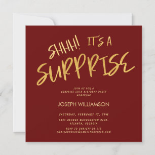 Invitación ¡Shhh! Es una sorprendente Borgoña de oro de los 5