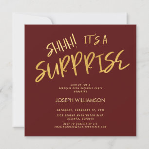 Invitación ¡Shhh! Es una sorprendente Borgoña de oro de los 5