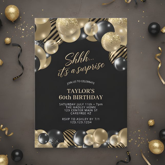 Invitación Shhh es una Sorpresa Cumpleaños 60 (Subido por el creador)