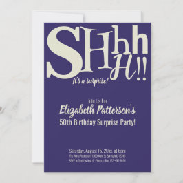 Invitación Shhh es una sorpresa fiesta de cumpleaños azul adu