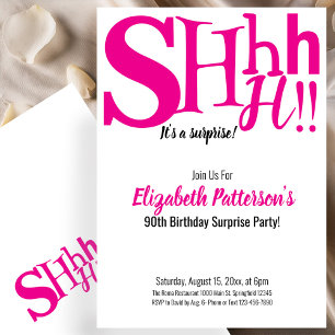 Invitación Shhh es una sorpresiva fiesta de cumpleaños 90 ros