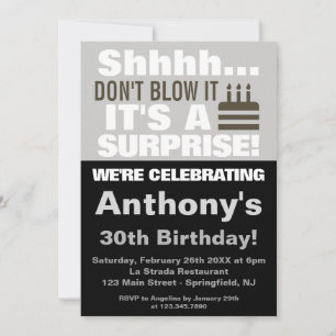 Invitación Shhh No lo estropees una fiesta de cumpleaños sorp