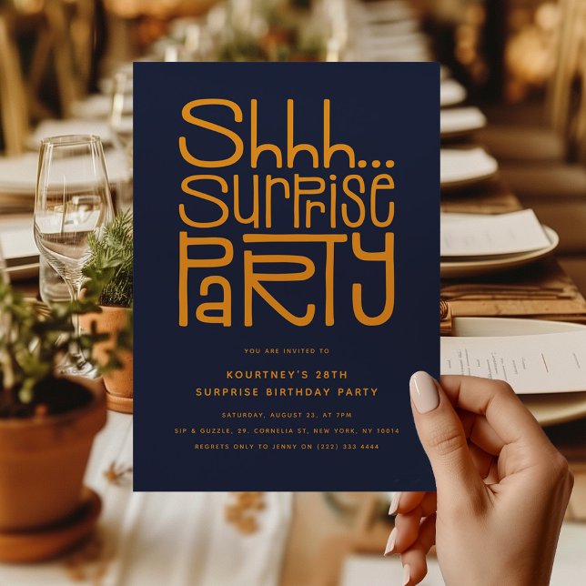 Invitación Shhh Surprise Fiesta Cumpleaños moderno (Subido por el creador)