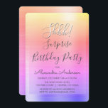 Invitación ¡Shhh! Surprise Rainbow Birday Party<br><div class="desc">¡Shhh! Sorpresa Cumpleaños Fiesta Oro, Pastel Rosa y Morado Pastel Arcoiris Faux Pulido Relieve metalizado Metálico Metalizado Girly Invitaciones de cumpleaños. El Modern and Moda Surprise Birthday Party Invitation utiliza la popular tipografía escrita a mano y es perfecto para invitar a sus huéspedes a una fiesta de cumpleaños sorpresa. Si...</div>