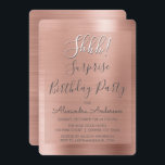 Invitación ¡Shhh! Surprise Rosa Gold Birday Party<br><div class="desc">¡Shhh! Sorpresa Rosa de la fiesta de cumpleaños Gold Faux pulido Metalizado Relieve metalizado metálico Rubor Pink Girly Invitaciones de cumpleaños. Las invitaciones a la fiesta de cumpleaños modernidad y Moda sorprende utilizan el popular oro rosa rosado y la tipografía escrita a mano, y son perfectas para invitar a los...</div>
