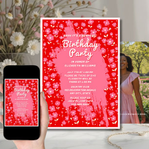 Invitación Shhhh Sorprende Nacimiento Fiesta Preppy Flores Ro
