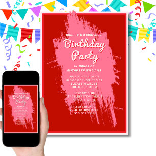 Invitación Shhhh Sorprende Partido de Cumpleaños Preppy Glam 
