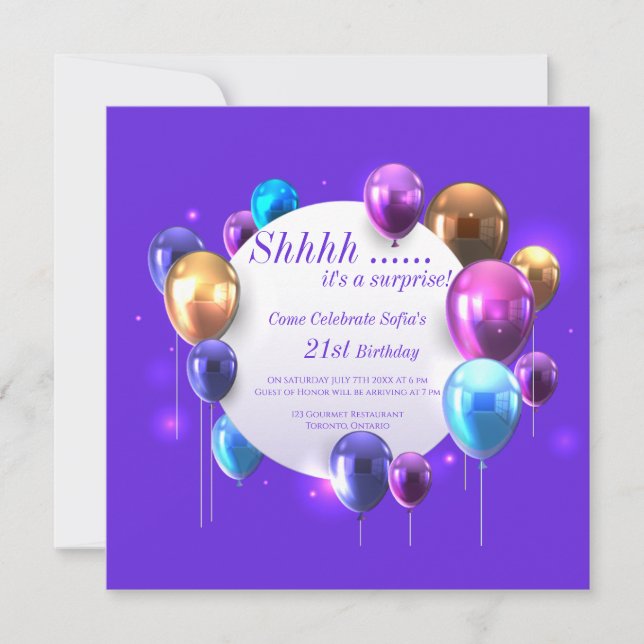 Invitación ¡Shhhhh es una sorpresa! (Anverso)