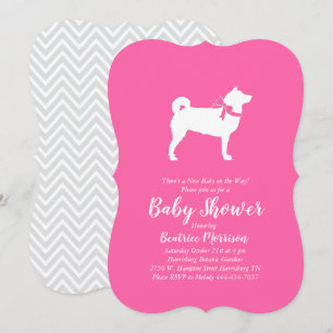 Invitación Shiba Inu Perro Chica Baby Shower Rosa