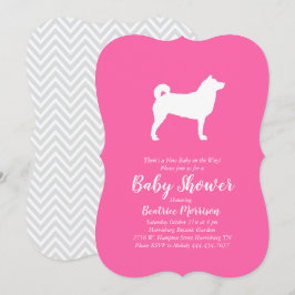 Invitación Shiba Inu Perro Chica Baby Shower Rosa