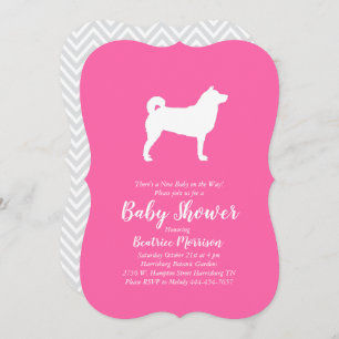Invitación Shiba Inu Perro Chica Baby Shower Rosa