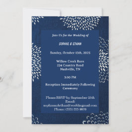 Invitación Shibori japonés tradicional índigo azul