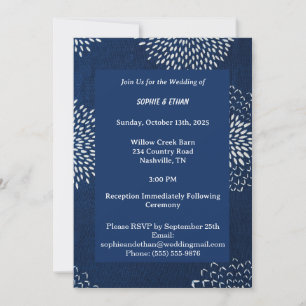 Invitación Shibori japonés tradicional índigo azul