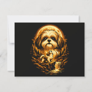 Invitación Shih Tzu Aullando a La Luna Perro Divertido