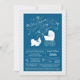 Invitación Shih Tzu Dog Baby Shower Blue Boy
