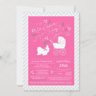 Invitación Shih Tzu Dog Chica rosa Baby Shower