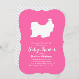 Invitación Shih Tzu Dog Chica rosa Baby Shower
