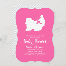 Invitación Shih Tzu Dog Chica rosa Baby Shower