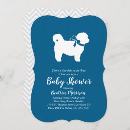 Invitación Shih Tzu Teddy Bear Dog Baby Shower Blue Boy